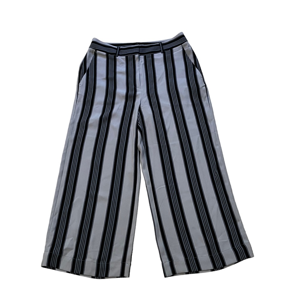 Ann Taylor LOFT Striped Crop Wide Leg Trousers, Sz 8P (missing tie sash) - Picture 2 of 12